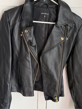 J. Crew Black Leather Moto Jacket with Gold Hardware